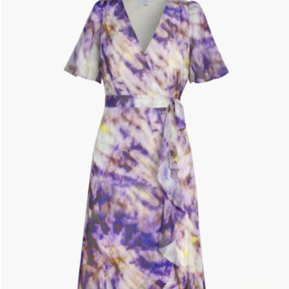 NWT Adelyn Rae Multicolor Tie-Dye Faux Wrap Dress